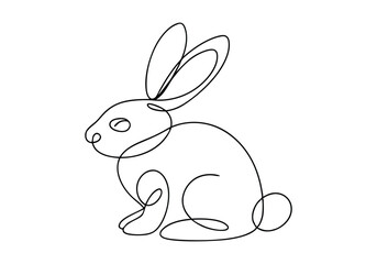 Continuous One-Line Drawing of a Rabbit - Minimalist Animal Design
