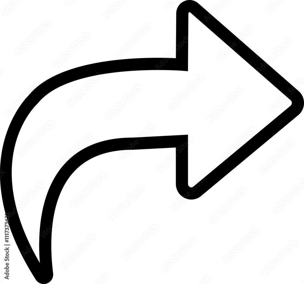 Poster share outline icon. arrow symbol. reply send forward button connection sign isolated on transparent 