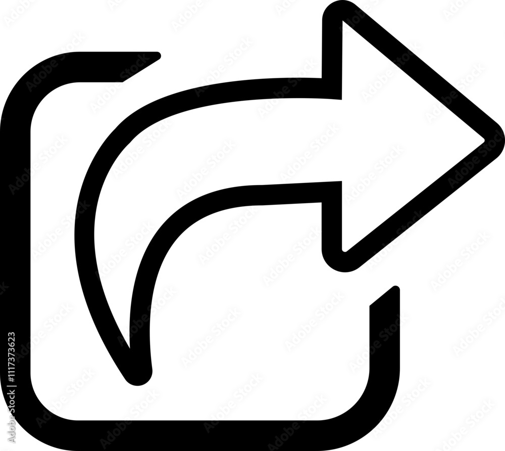 Poster share outline icon. arrow symbol. reply send forward button connection sign isolated on transparent 