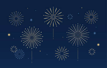 fireworks festival on dark blue background vector illustration

