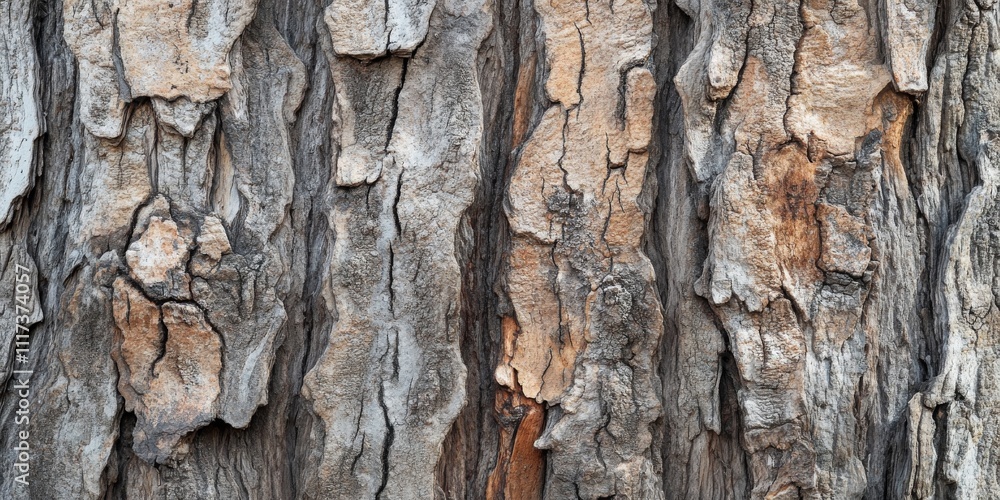 Aufkleber close up of tree bark showcasing the intricate texture and details of an old tree, highlighting the 