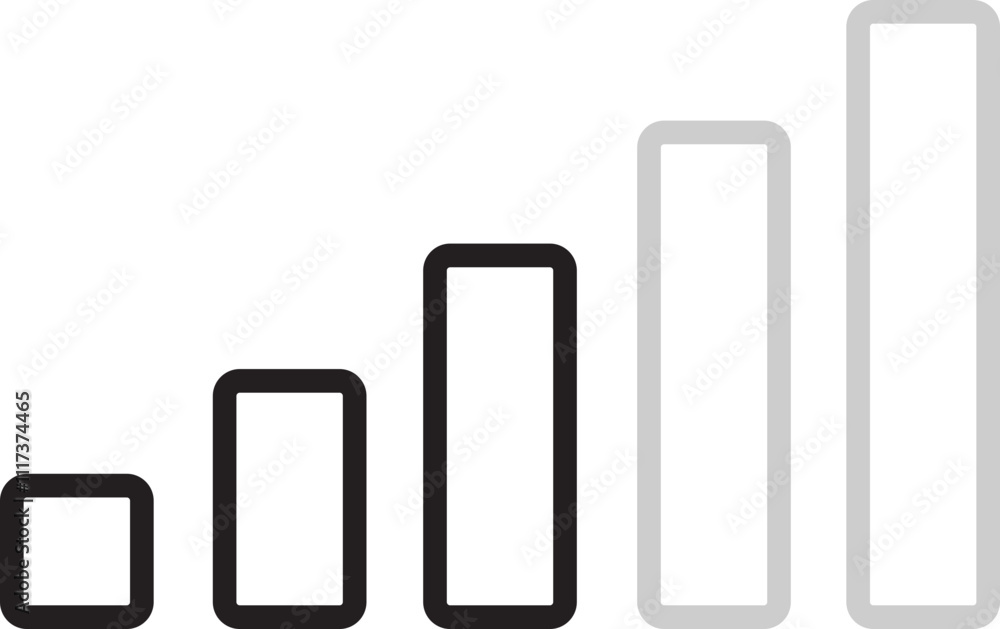 Poster signal strength level line icon vector pictogram graphic, mobile antenna connection quality low symb