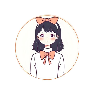 recommend clip art: Girl Illustration with Bow Tie Headband in Pastel