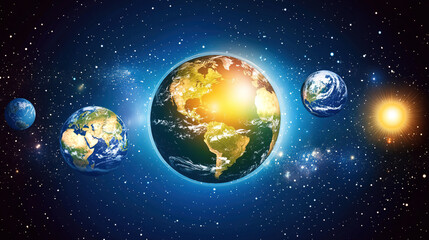 Obraz premium Earth axis diagram illustration showing the tilt of the Earth's rotational axis relative to its orbital plane, explaining the cause of seasonal changes and the distribution of sunlight.