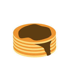 Flat design Illustration of pancakes sprinkled with chocolate and milk hand drawn 

