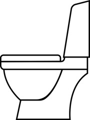Toilet icon bowl sanitary clean silhouette ware vector bathroom in trendy black line style. Bidet toilet flush WC icon for website design isolated on transparent background. furniture for bathroom.
