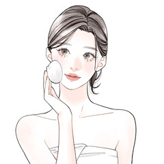 泡を顔に乗せている女性