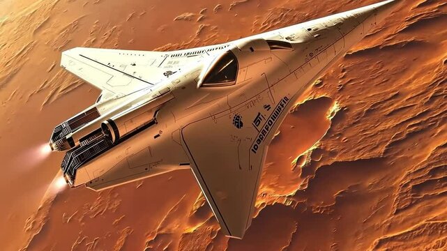 Energy-efficient aircraft for Mars exploration using ion thrusters, pioneering the future of interplanetary travel.