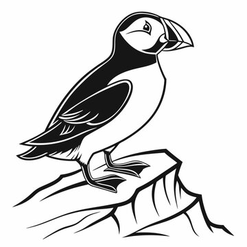recommend clip art: puffin silhouette on white background, Vector illustration, icon, svg, characters, Holiday t shirt, Hand drawn trendy Vector illustration, puffin silhouette vector illustration white background