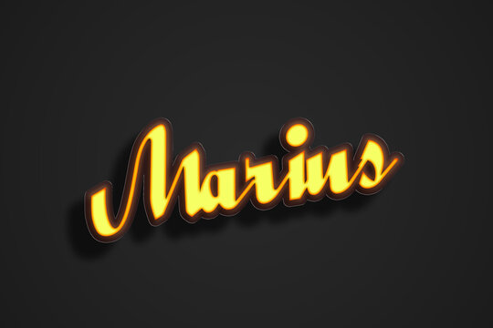 Yellow Neon Light Text Effect of Afrikaans name Marius on black background.