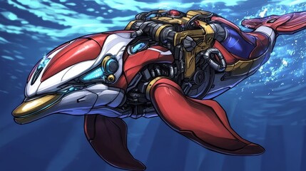 Mechanical Dolphin in the Ocean