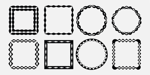 artistic squiggle frames with wavy and zigzag edges for abstract design