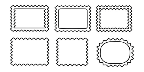 artistic squiggle frames with wavy and zigzag edges for abstract design
