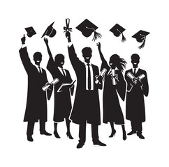 graduation celebration silhouette vector illustration