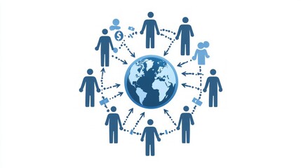 Global network of people interacting and exchanging information around the world.