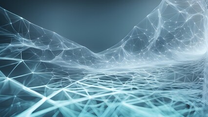 Abstract digital landscape with interconnected lines and nodes, representing data or networks.