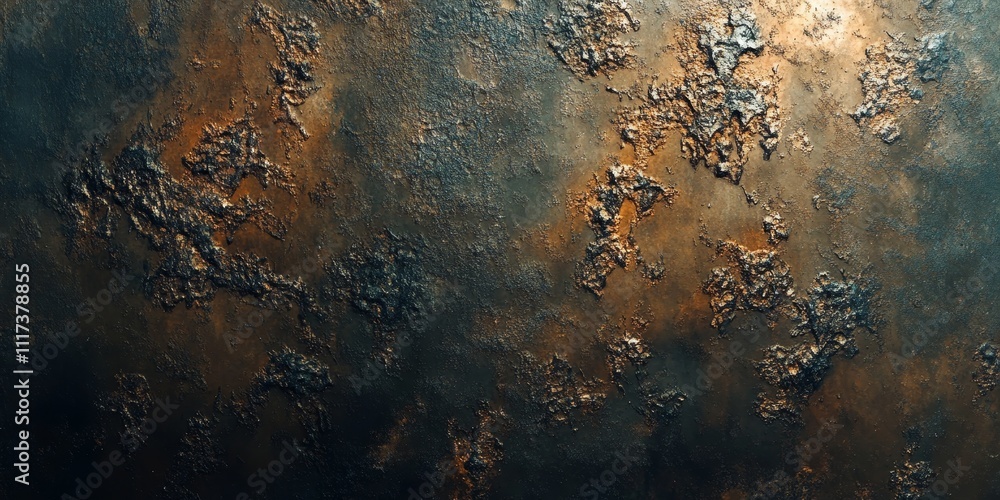 Poster the iron surface features a unique and textured background, showcasing layers of old paint that crea