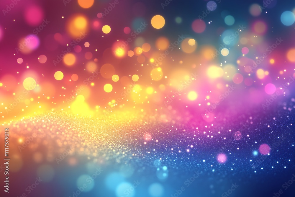 Poster Vibrant Colorful Bokeh Background with Soft Glitter and Sparkle Effects : Generative AI