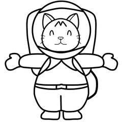 Doodle cartoon of cat astronaut