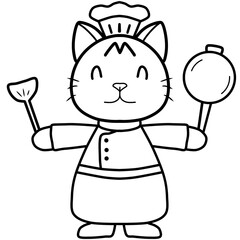 Doodle cartoon of cat chef