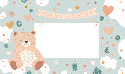 Cartoon Bears in Doodle 2D Illustrator Style, Designed for Posters, Tags, and Banners with Text Space