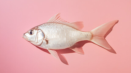 Obraz premium Cute puppy playtime with fish home animal photography indoor close-up whimsical moments