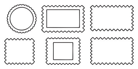 artistic collection of line art frames with wavy and zigzag edges in varied styles illustration