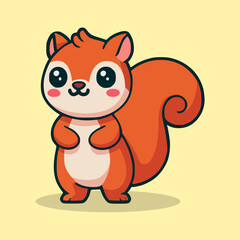 cute squirrel standing pose cartoon character flat color vector illustration template design