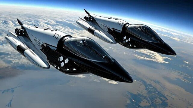 Ion-powered spaceplanes for Earth-to-orbit travel, representing the future of space tourism and rapid interplanetary transport
