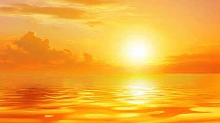 Golden Sunset Over Calm Ocean Water