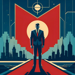 Businessman Silhouette in a Futuristic Cityscape
