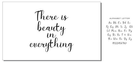 Isolated calligraphy on white background. Quote about photo and photography. There is beauty in everything.