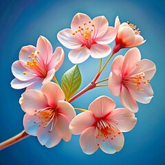 Delicate pink cherry blossoms with green leaves capturing the essence of springtime beauty in a vibrant display, suitable for background story.