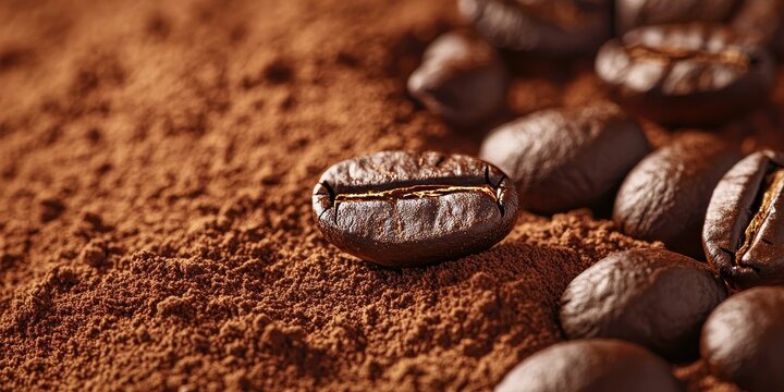 Close up shot of freeze dried coffee, highlighting the texture and quality of freeze dried coffee for an enticing visual appeal in coffee related imagery. Ideal for coffee enthusiasts and marketers.