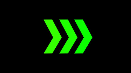 Right turning directional green arrow. Directional arrow flat style isolated on background.