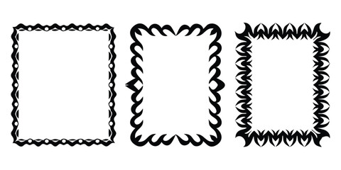 squiggle frames set with zigzag and wavy edges vector art