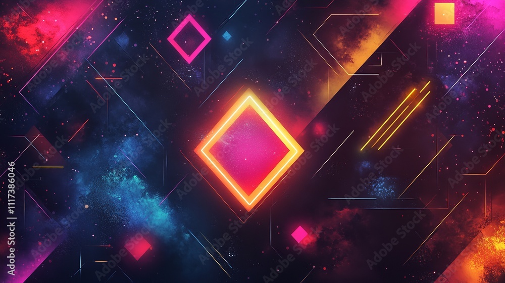 Poster seamless abstract pattern with vibrant neon arrow. generative ai
