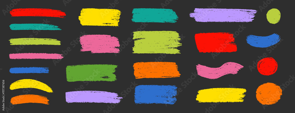 Fototapete Brush box paint background frame. Brush paint stroke for text box square frame. Vector hand drawn banner background set for highlight design graphic element. Square banner stroke vector illustration.