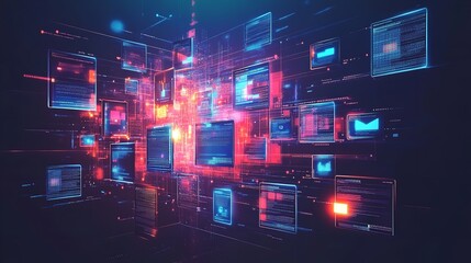 Naklejka premium Transferring and exchanging creative digital data folder. Generative Ai