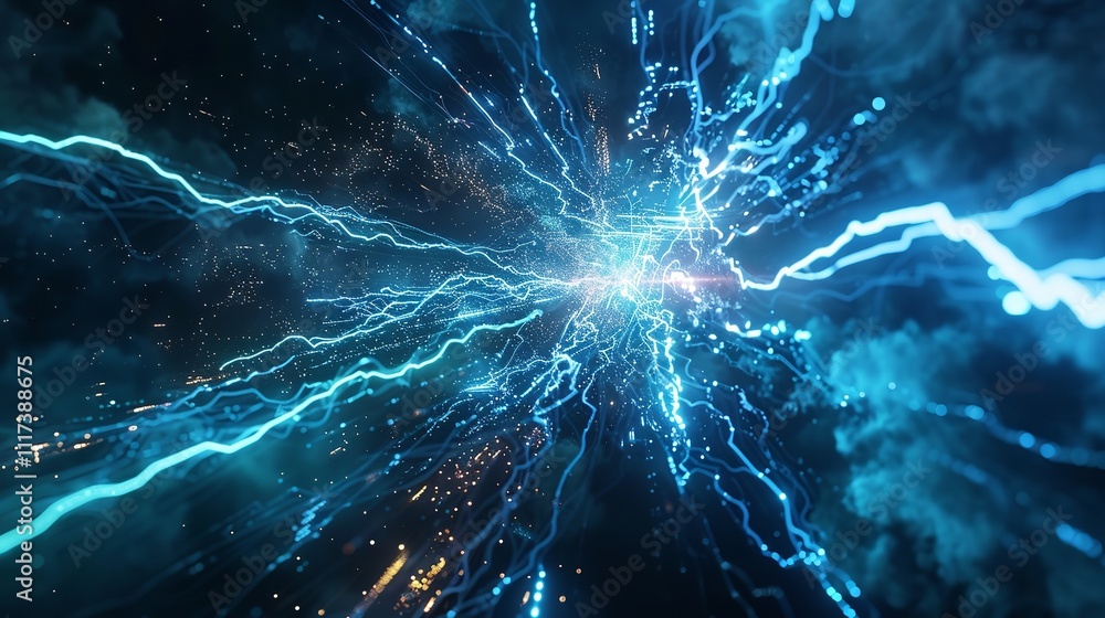 Poster abstract technological background with various techno elements.