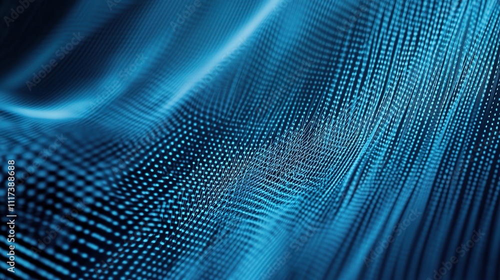 Poster abstract blue geometric waves in dynamic overlay pattern