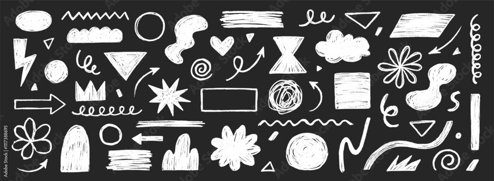 Poster pencil crayon brush line stroke. brush crayon pencil chalk texture effect doodle shape. vector hand 