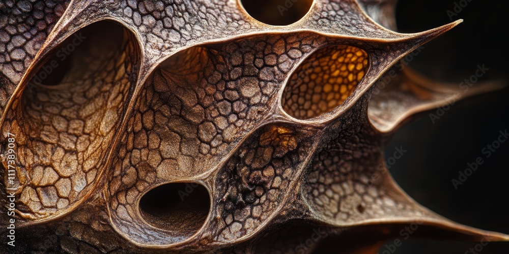 Aufkleber nature abstract, detailed view of a seed pod from a sweetgum tree, showcasing the unique structure a