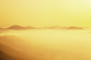 Peaks of the mountains at sunset, Island Lanzarote, Canary Islands, Spain, Europe.