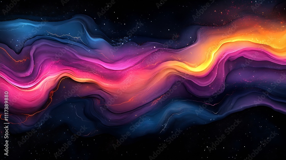 Fototapete abstract cosmic waves in vibrant colors creating a dynamic and mesmerizing universeinspired pattern 