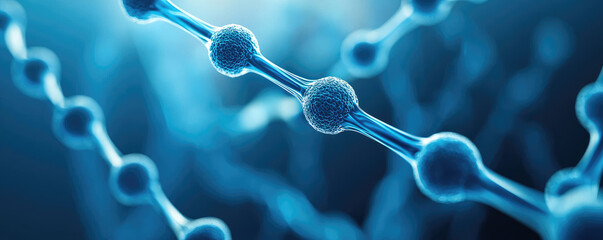 Molecular structure with blue hues showcasing interconnected atoms and bonds.