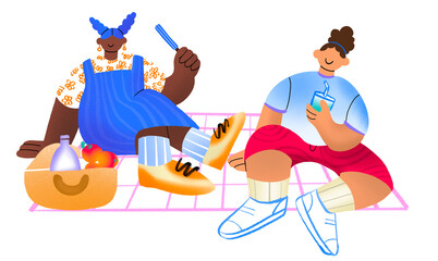 Two people enjoying a picnic