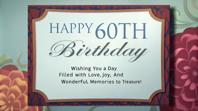 Elegant 60th birthday card with grapevine design and classic typography