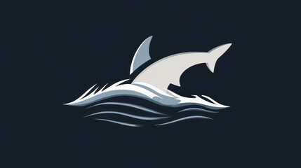 Fototapeta premium A stylized shark fin emerging from waves, representing marine life or ocean themes.