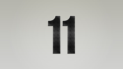 Fototapeta premium 3D Bold metal number 11 on silver background.
